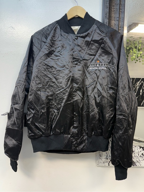 Other - Men's Black Vintage Satin Bomber Jacket